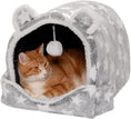 Load image into Gallery viewer, Cat Bed Snuggle Hideout for Indoor Cats & Small Dogs, Washable & Foldable W/ Plush Ball Toy - Snuggle Hideout-Bear Pet Tent - Silver Stars, Small