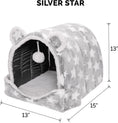 Load image into Gallery viewer, Cat Bed Snuggle Hideout for Indoor Cats & Small Dogs, Washable & Foldable W/ Plush Ball Toy - Snuggle Hideout-Bear Pet Tent - Silver Stars, Small