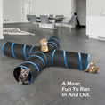 Load image into Gallery viewer, Cat Toys - 4 Way Cat Tunnel, Tube & Play Tent, 25X53Cm, Extensible, Interactive Maze with Balls & Bells for Kitten & Small Animal, Blue
