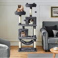 Load image into Gallery viewer, 62.5Inches Cat Tree Cat Tower Cat Condo with Platform & Hammock, Scratching Posts for Kittens Pet Play House with Plush Perch for Indoor Activity Relaxing, Dark Gray
