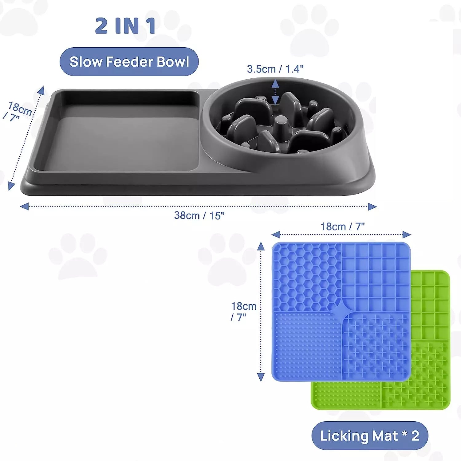 Dog Bowl Slow Feeder and Licking Mat Dog Food Premium 2X Lick Pads
