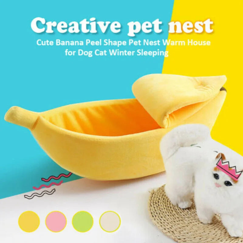 Cozy Banana Cat Bed – Soft & Warm Pet Sleeping Nest