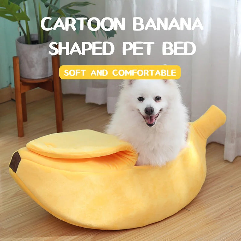 Cozy Banana Cat Bed – Soft & Warm Pet Sleeping Nest