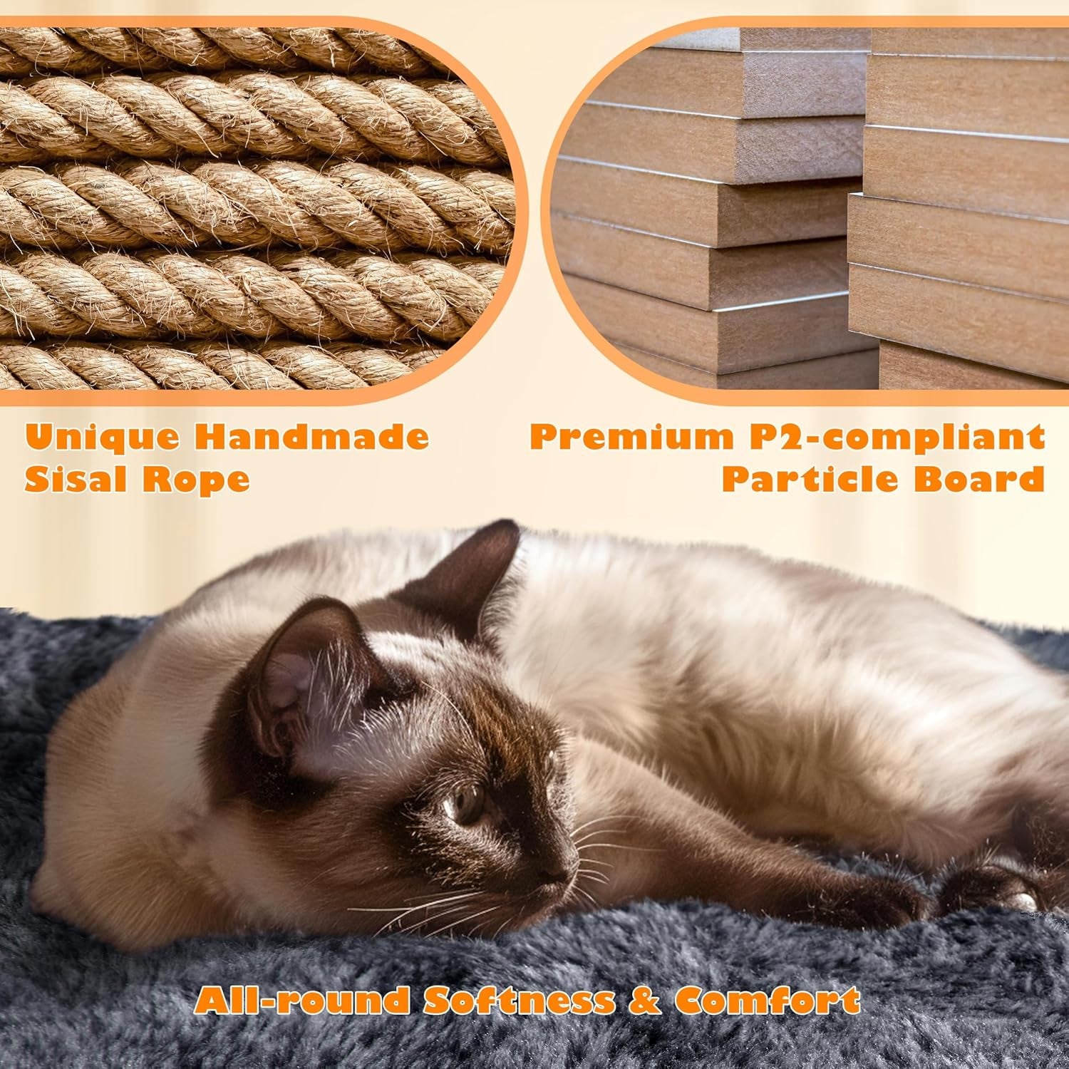 62.5Inches Cat Tree Cat Tower Cat Condo with Platform & Hammock, Scratching Posts for Kittens Pet Play House with Plush Perch for Indoor Activity Relaxing, Dark Gray