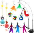 Load image into Gallery viewer, 4-In-1 Interactive Cat Toys Set with Suction Cup Wand, Hanging Cat Toys, Fishing Pole Cat Wand & Kitten Balls- Includes Variety Replaceable Worms, Feathers for Indoor Bored Cats for Exercise
